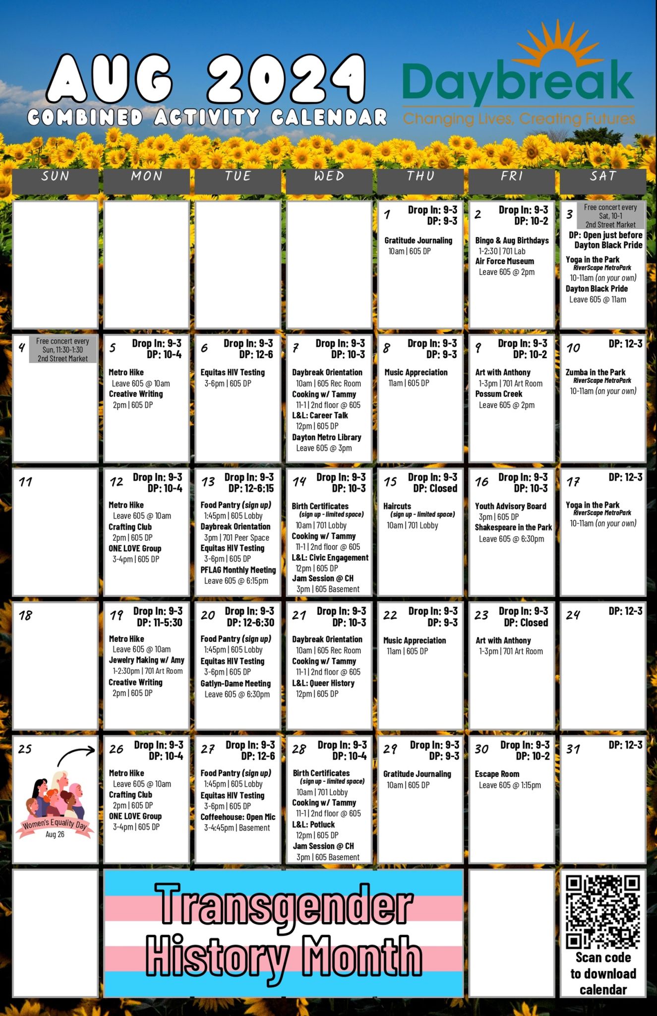 Daybreak Activity Calendar Daybreak